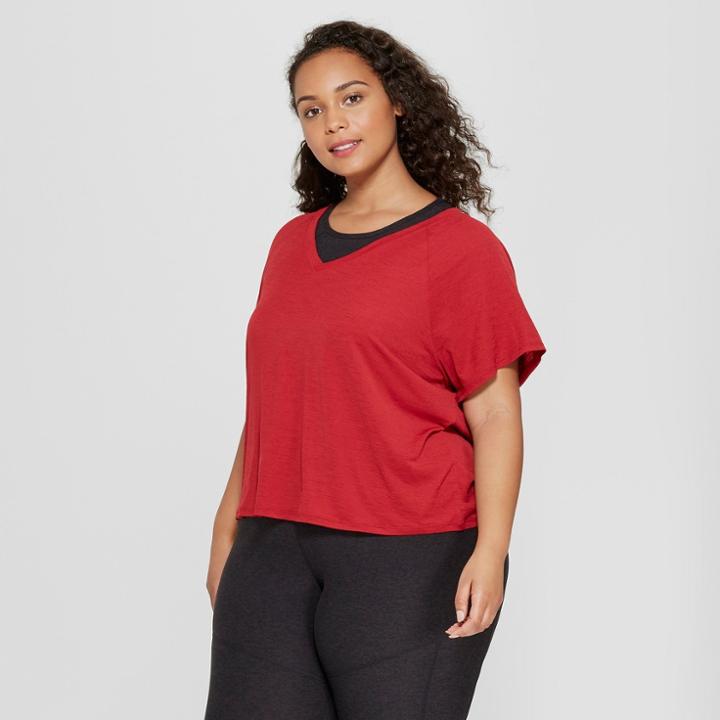 Women's Plus Size Lightweight Active T-shirt - Joylab Mulberry Red