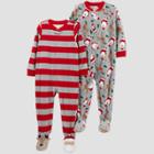 Toddler Boys' Striped Santa Fleece Footed Pajama - Just One You Made By Carter's Red/gray