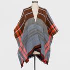 Women's Woven Plaid Poncho Sweater - Universal Thread Rust (red)