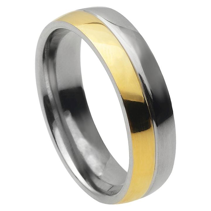 Men's Daxx Titanium Band - Silver/gold (11) (6mm),