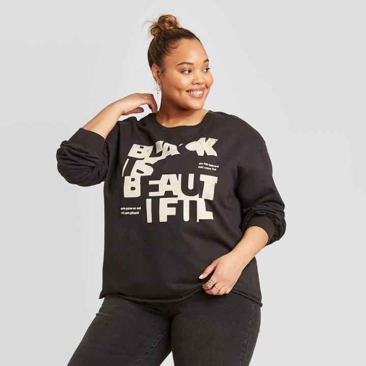 Well Worn Women's Plus Black Is Beautiful Sweatshirt - Black 3x, Women's,