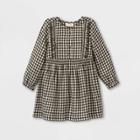 Toddler Girls' Sparkle Plaid Button-front Long Sleeve Dress - Cat & Jack Cream/black