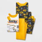 Toddler Boys' 4pc Tonka Tough Pajama Set - Yellow