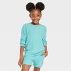 Girls' Cozy Waffle Top - Cat & Jack Turquoise Green