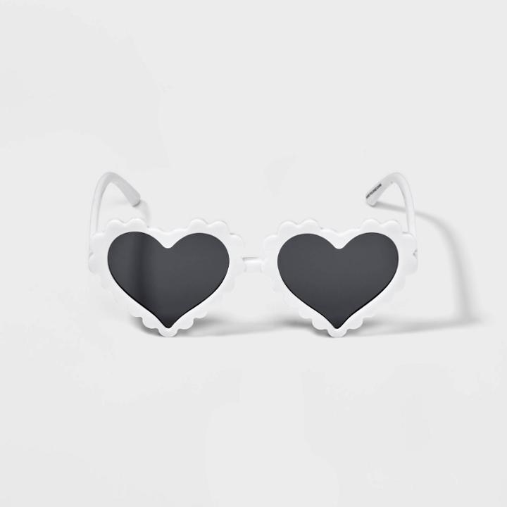 Girls' Fluted Heart Sunglasses - Cat & Jack White