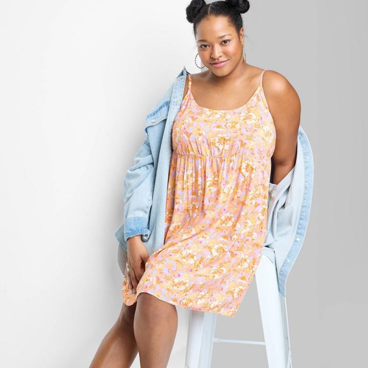 Women's Sleeveless Babydoll Woven Dress - Wild Fable Floral