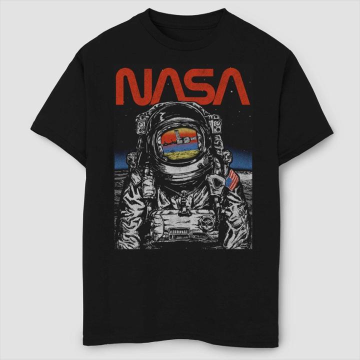 Fifth Sun Boys' Nasa Moon Reflection T-shirt - Black