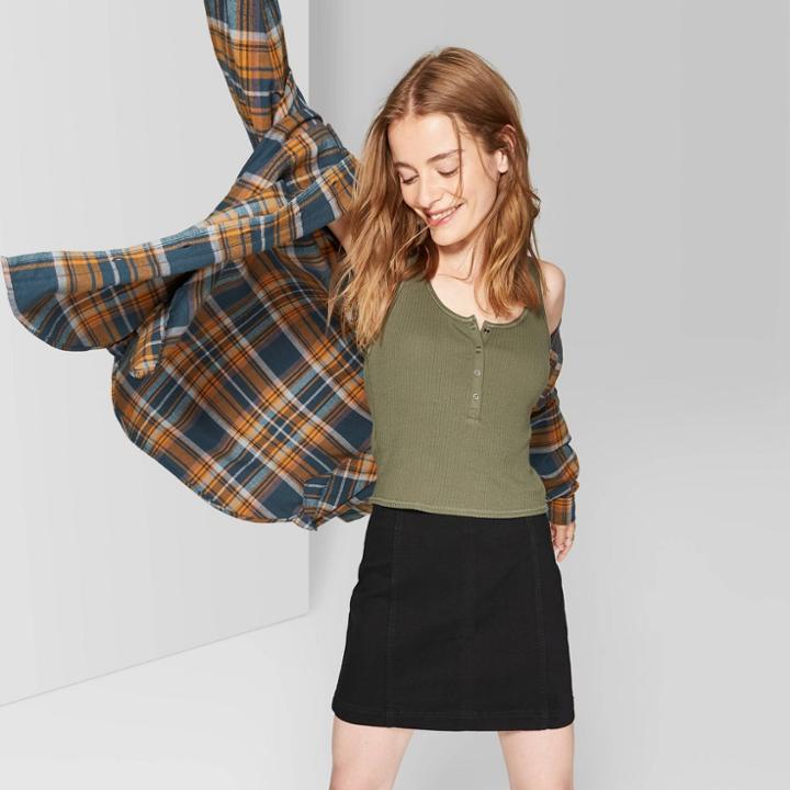 Women's Seamed Denim Mini Skirt - Wild Fable Black