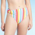 Women's Side Ring High Leg High Waist Bikini Bottom - Xhilaration Multi Stripe S, Women's, Size: Small,