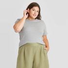 Women's Plus Size Short Sleeve Rib T-shirt - A New Day Heather Gray