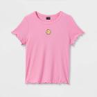 Girls' Boxy Embroidered Short Sleeve T-shirt - Art Class Pink