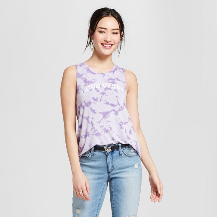 Women's Good Vibes Cloud Wash Graphic Tank Top - Grayson Threads (juniors') Purple