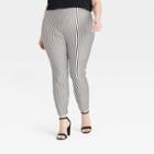 Women's Plus Size Striped High-rise Skinny Ankle Pants - A New Day Black/white