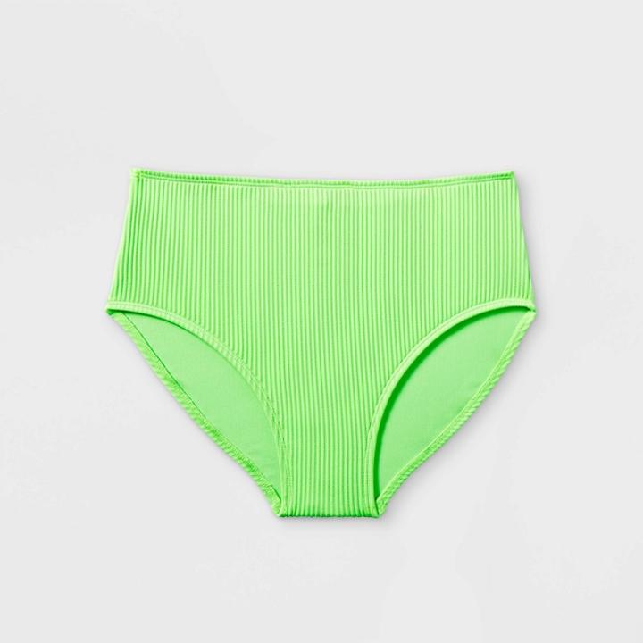 Girls' Ribbed High-waist Bikini Swim Bottom - Art Class Green