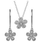 Journee Collection 2/5 Ct. T.w. Round-cut Cz Pave Set Flower Jewelry Set In Sterling Silver -