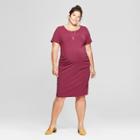 Maternity Plus Size Short Sleeve Shirred T-shirt Dress - Isabel Maternity By Ingrid & Isabel Berry Heather