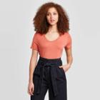Women's Slim Fit Short Sleeve Scoop Neck T-shirt - A New Day Dark Pink