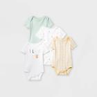 Baby 4pk 'abc' Short Sleeve Bodysuit - Cloud Island Mint/yellow/white Newborn
