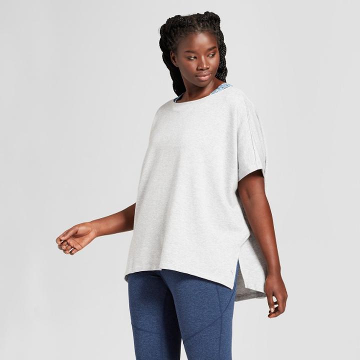 Women's Plus Size Cozy Fleece Poncho - Joylab Heather Gray