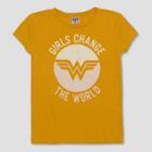 Junk Food Kids' Wonder Woman Girls Change The World Short Sleeve T-shirt - Bright Gold Xs