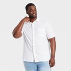Men's Tall Standard Fit Knit Short Sleeve Button-down Shirt - Goodfellow & Co True White