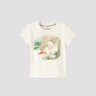 Toddler Girls' Disney Alice In Wonderland Short Sleeve T-shirt - Beige 2t - Disney