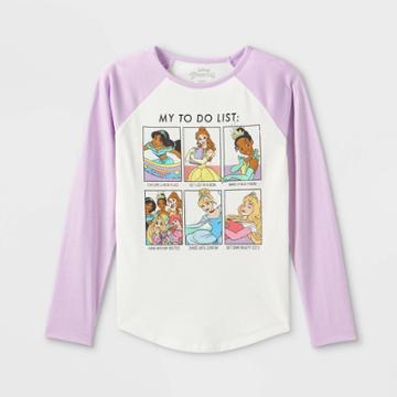 Girls' Disney Princess My To Do List Long Sleeve Graphic T-shirt - Purple