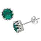 Tiara 6mm Round-cut Emerald Crown Earrings In Sterling