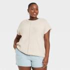 Women's Plus Size Crewneck Extended Shoulder Sweater Vest - Universal Thread Cream