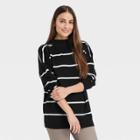 Women's Slouchy Mock Turtleneck Pullover Sweater - A New Day Black/white