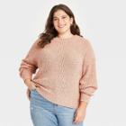 Women's Plus Size Crewneck Textured Pullover Sweater - Universal Thread Blush
