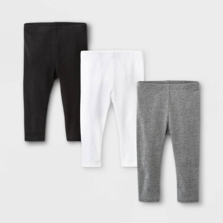 Baby Girls' 3pk Leggings - Cat & Jack Gray Newborn