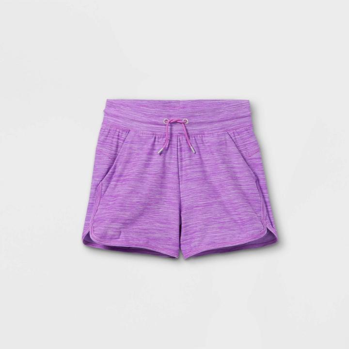 Girls' Soft Gym Shorts - All In Motion Heather Violet Xs, Grey/purple