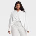 Women's Plus Size Balloon Long Sleeve Poet Top - Universal Thread White