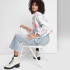 Women's Denim Cropped Jacket - Wild Fable Blue/pink Tie-dye