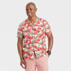 Men's Printed Short Sleeve Button-down Shirt - Goodfellow & Co Coral Pink/map