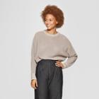 Women's Long Sleeve Crew Neck Pullover Sweater - Prologue Taupe (brown)