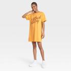 No Brand Black History Month Women's I Am Black History Short Sleeve Shirtdress - Yellow