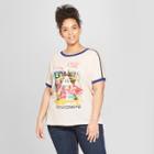 Junk Food Women's Plus Size Atari Missile Command Short Sleeve Ringer Graphic T-shirt - White