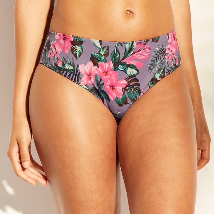 Women's Resort Full Bikini Bottom - Shade & Shore Lavender Tropical S, Size: