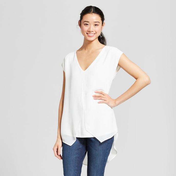 August Moon Women's Hi-lo Hem Short Sleeve Blouse - August