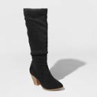 Women's Lanae Microsuede Heeled Scrunch Riding Boots - Universal Thread Black