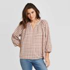 Women's Plaid Long Sleeve Open Front Shirt - Universal Thread Tan Xs, Women's, Size: Xs,