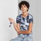 Women's Tie-dye Short Sleeve Thermal Baby T-shirt - Wild Fable Black/white