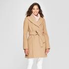 Women's Wool Shawl Wrap Coat - A New Day Camel