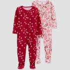 Baby Girls' 2pk Hearts/floral Footed Pajama - Just One You Made By Carter's