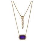 Target Color Changing 18k Gold Over Fine Silver Plated Bronze Oval Thermochromic Crystal Mood Necklace
