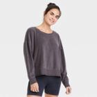 Women's Terry Cloth Open Back Pullover Sweatshirt - Joylab Dark Gray