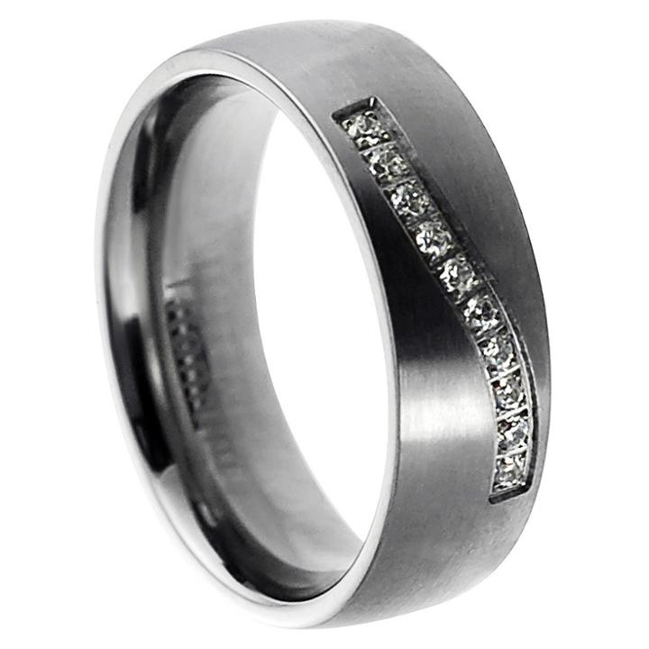 Men's Daxx Cubic Zirconia And Titanium Band (7 Mm)