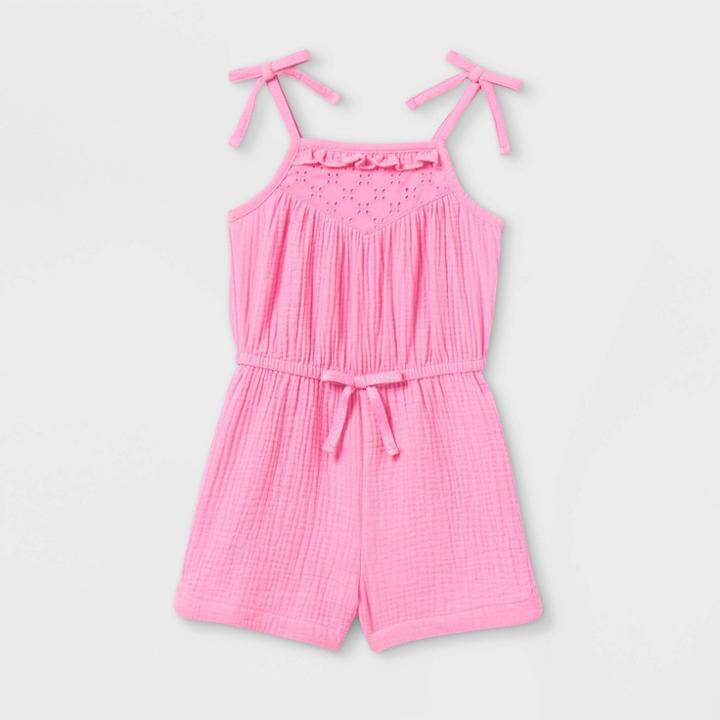 Toddler Girls' Eyelet Tank Romper - Cat & Jack Pink